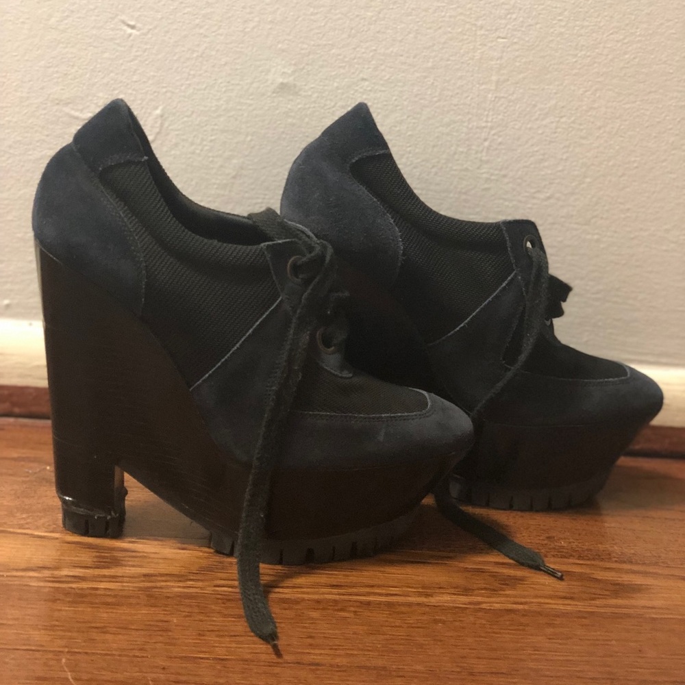 Like New Auth Burberry Suede Wedge Boots, Sz 40